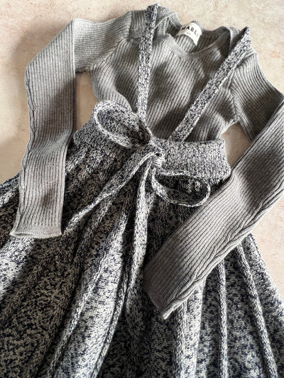 Sample Sale - Size 2Y Skinny rib top & Skirt- Ink twist / Grey