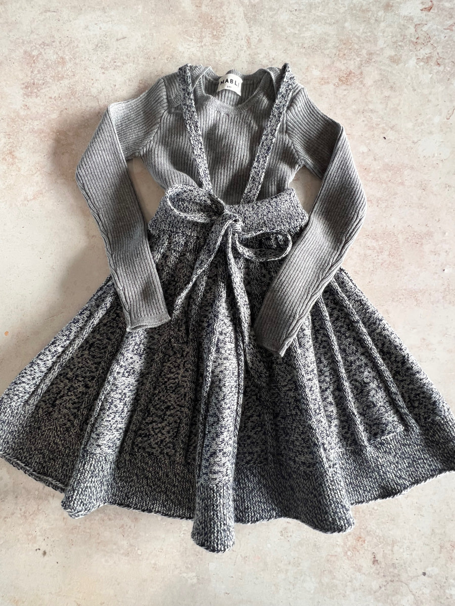 Sample Sale - Size 2Y Skinny rib top & Skirt- Ink twist / Grey