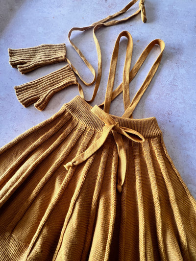 Sample Sale - Size 4Y Skirt & Mittens-on-strings - Gold