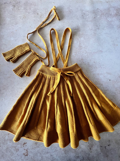 Sample Sale - Size 4Y Skirt & Mittens-on-strings - Gold