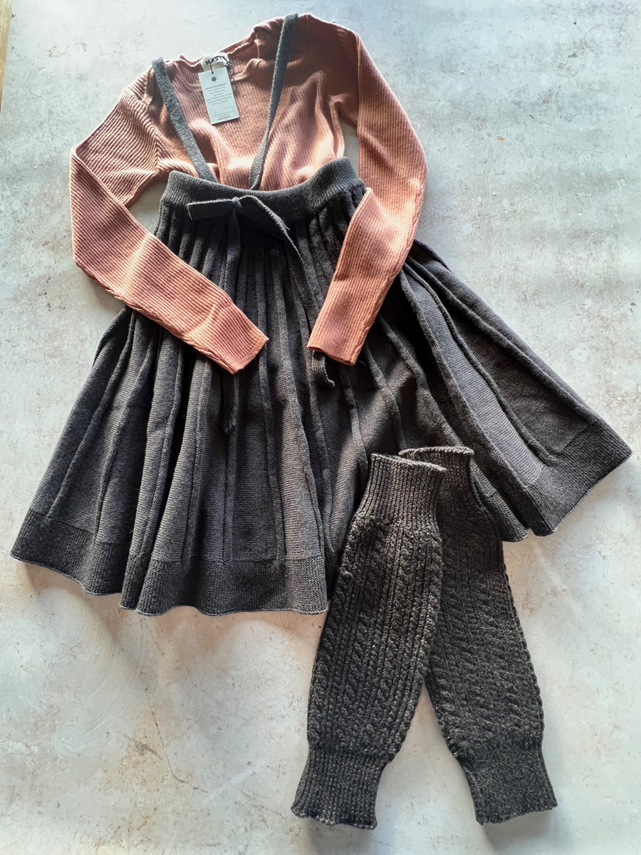 Sample Sale - Size 12Y Skinny Rib, Skirt & Leg warmers - Rosewood / Cocoa