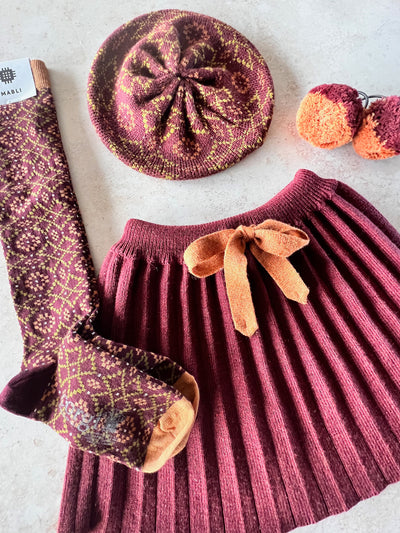 Sample Sale - Size 4Y Skirt & Accessories - Berry / Amber