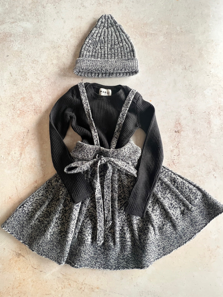 Sample Sale - Size 2Y Rib top & Skirt set - Ink/Ink twist