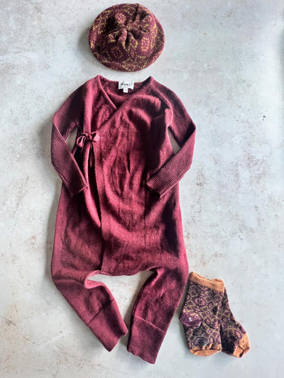 Sample Sale - Size 18M Tam, Romper & Socks - Berry
