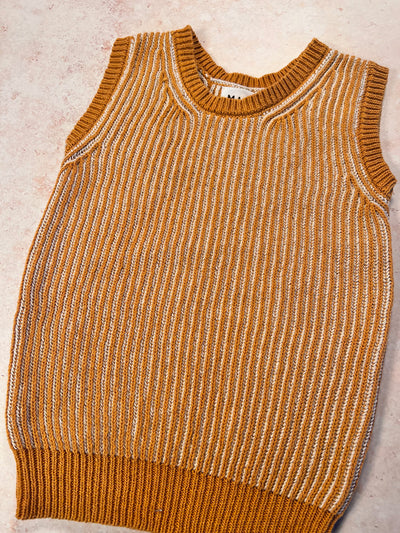Sample Sale - Size 8Y Cotton/Linen Rib Vest - Marigold