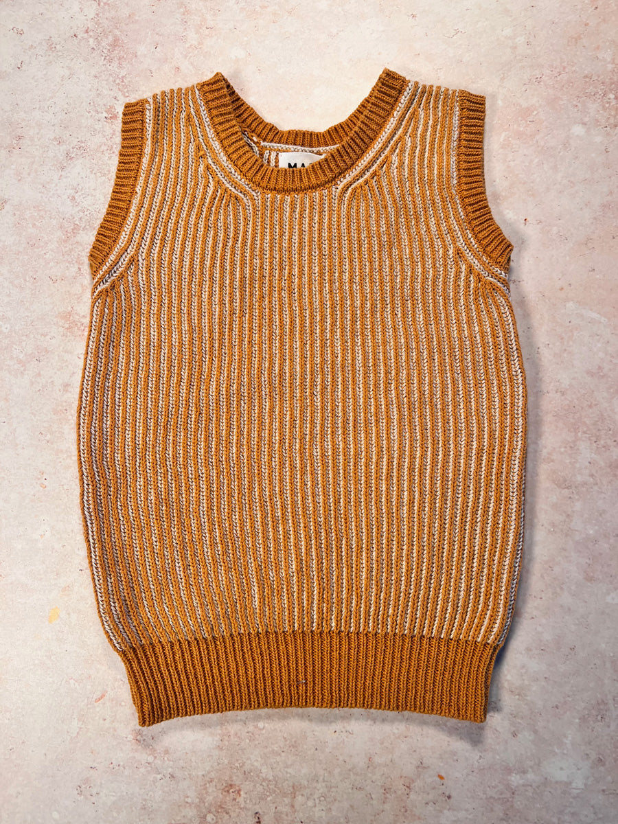 Sample Sale - Size 8Y Cotton/Linen Rib Vest - Marigold
