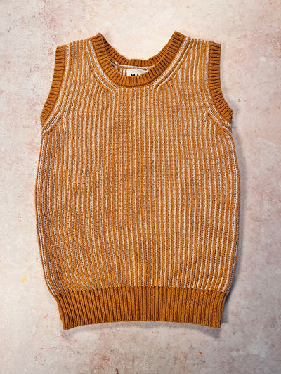 Sample Sale - Size 8Y Cotton/Linen Rib Vest - Marigold
