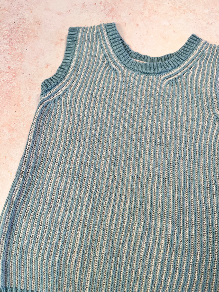 Sample Sale - Size 4Y Cotton/Linen Rib Vest - Verdigris
