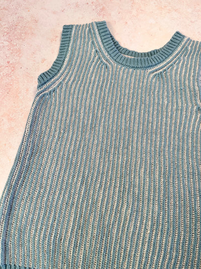 Sample Sale - Size 4Y Cotton/Linen Rib Vest - Verdigris