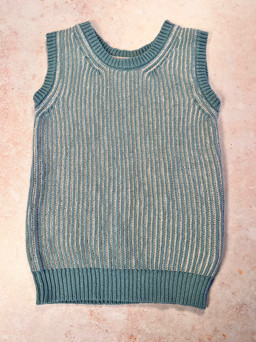 Sample Sale - Size 4Y Cotton/Linen Rib Vest - Verdigris