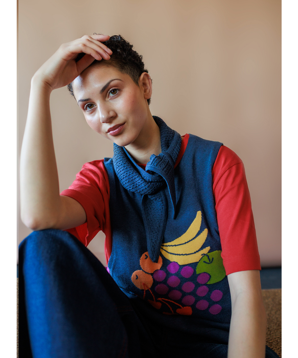 Fruit Bowl Vest - Denim Melange (Adult)  - Organic Cotton