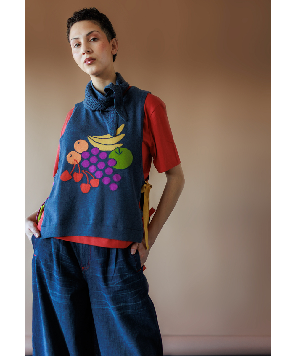 Fruit Bowl Vest - Denim Melange (Adult)  - Organic Cotton