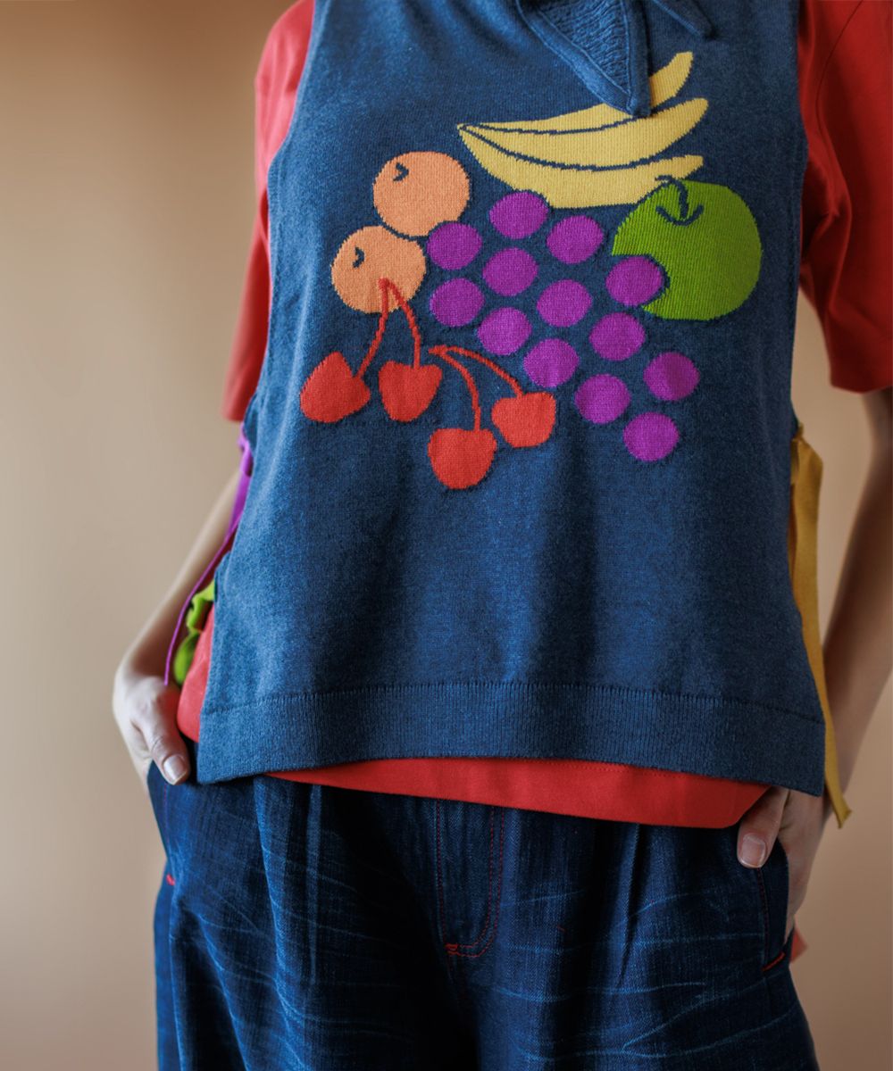 Fruit Bowl Vest - Denim Melange (Adult)  - Organic Cotton