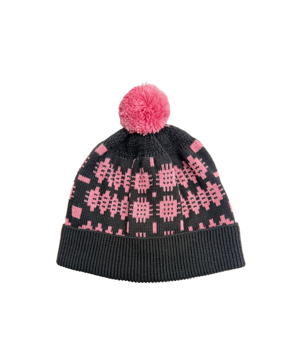 Carthen Pom Beanie - Black/Rhosyn