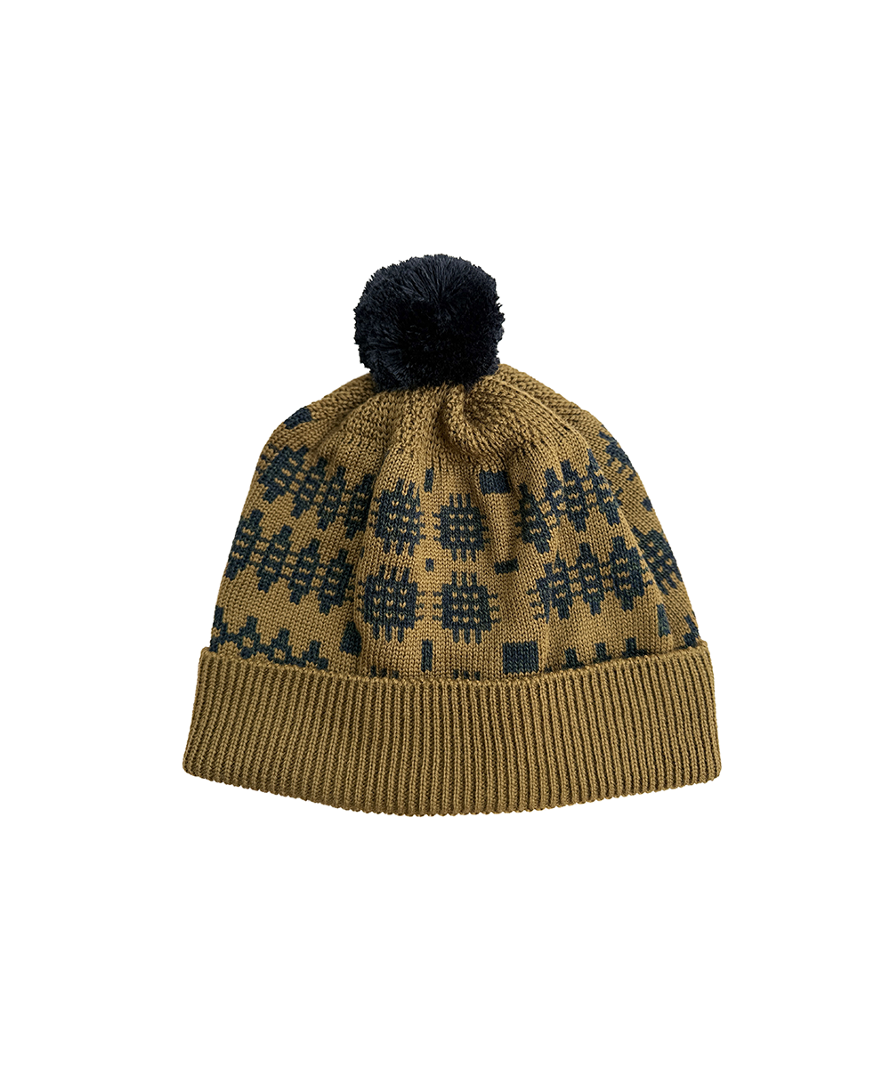 Carthen Pom Beanie - Olive / Ink