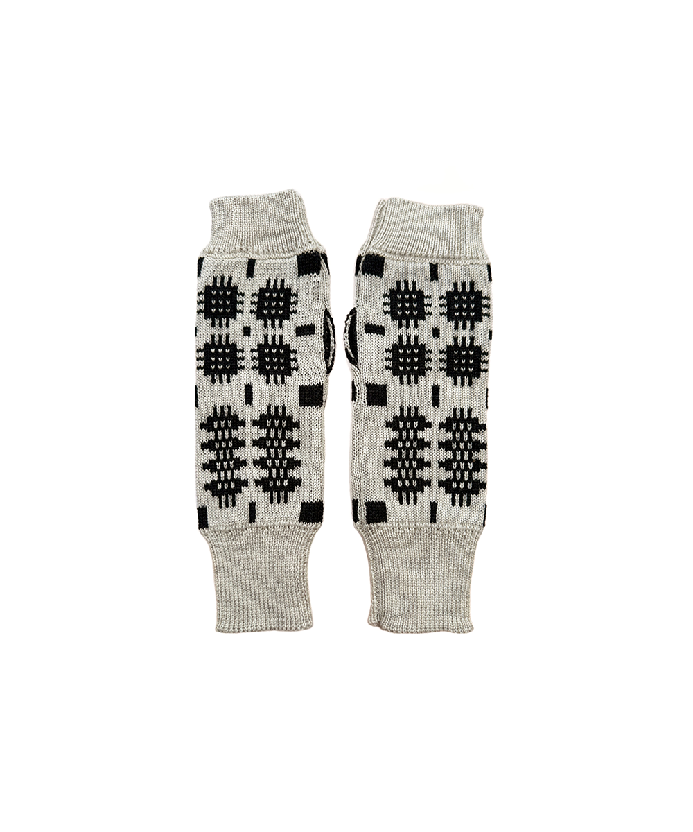 Carthen Merino Fingerless Mittens - Ecru/Anthracite