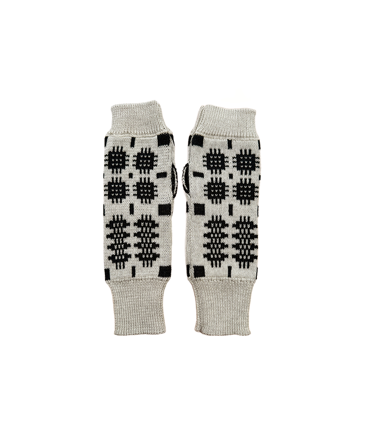 Carthen Merino Fingerless Mittens - Ecru/Anthracite