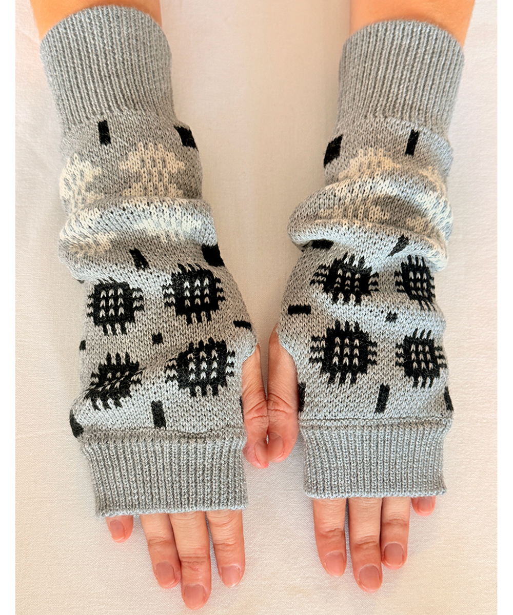 Carthen Merino Fingerless Mittens - Grey Mélange