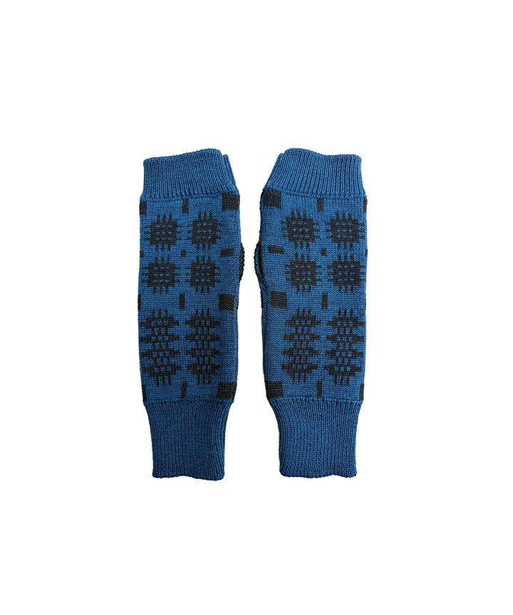 Carthen Merino Fingerless Mittens - Kingfisher/Anthracite