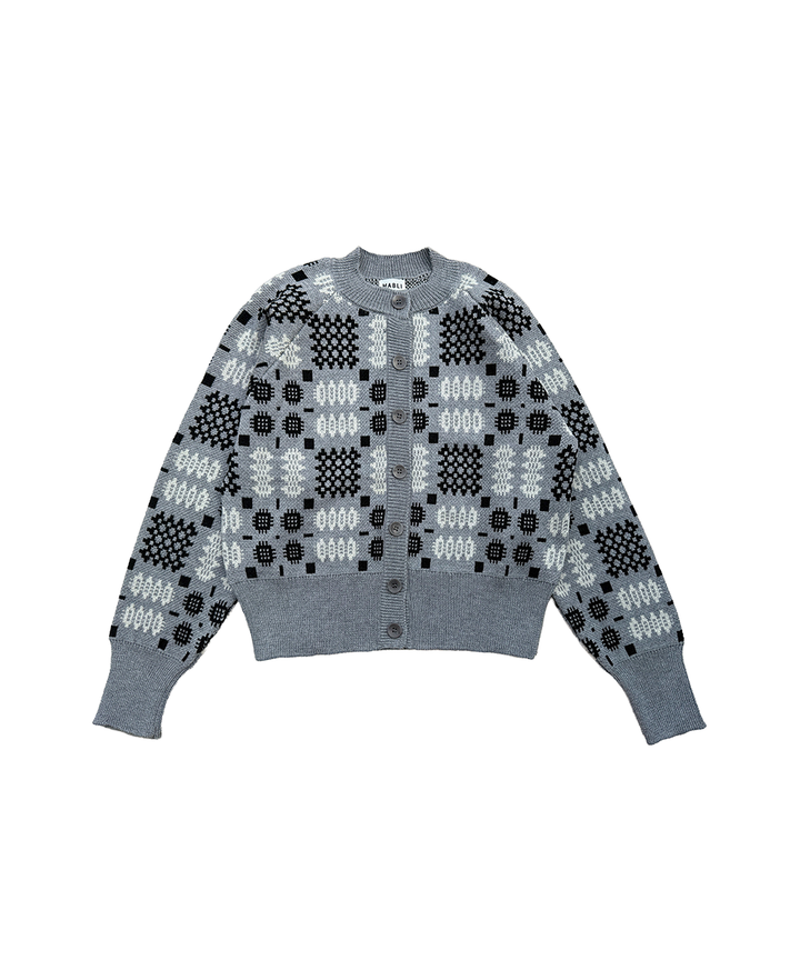 Carthen Neat Merino Cardigan - Grey Mélange