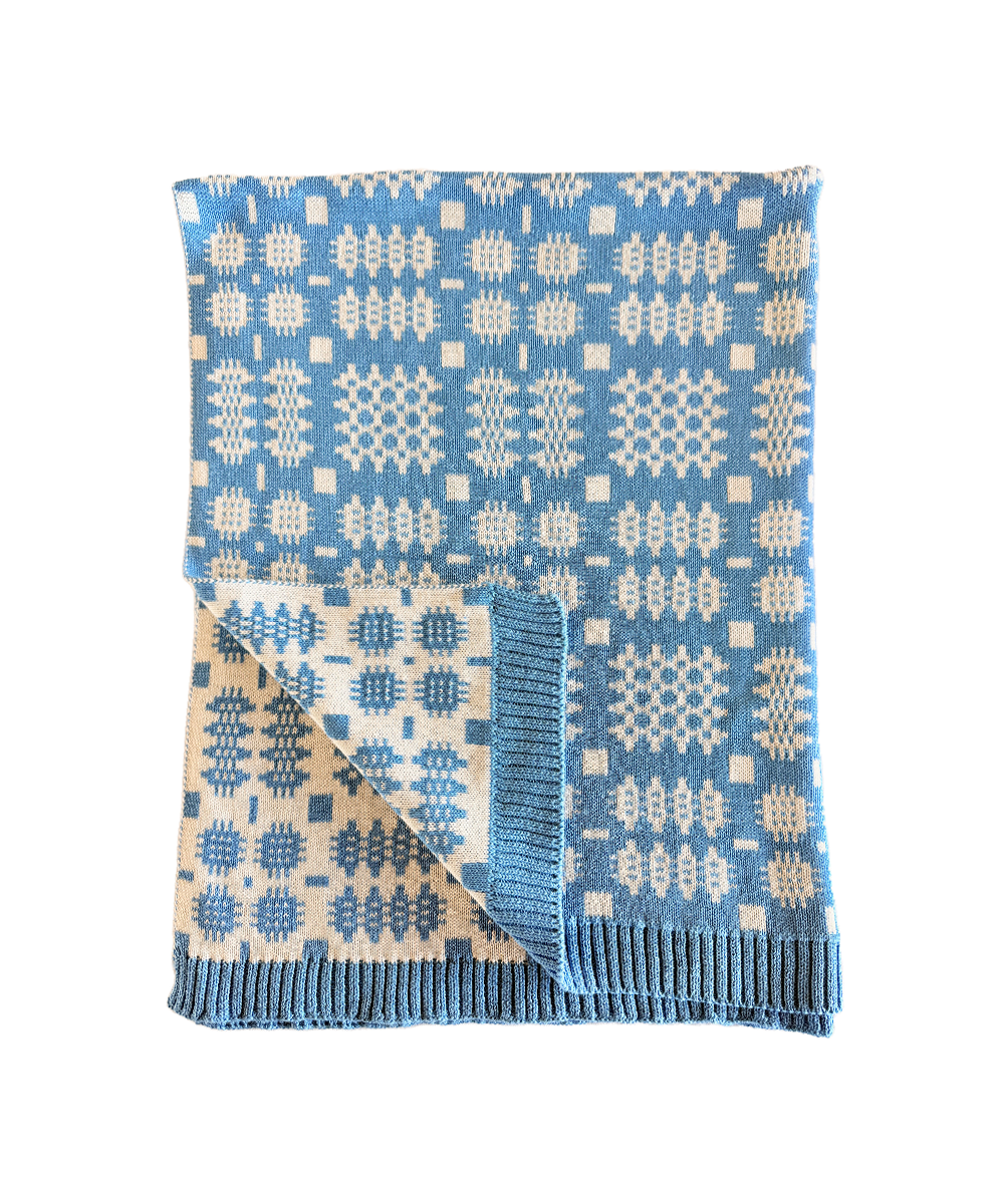 Carthen Baby Shawl in Organic Cotton - Azure Blue