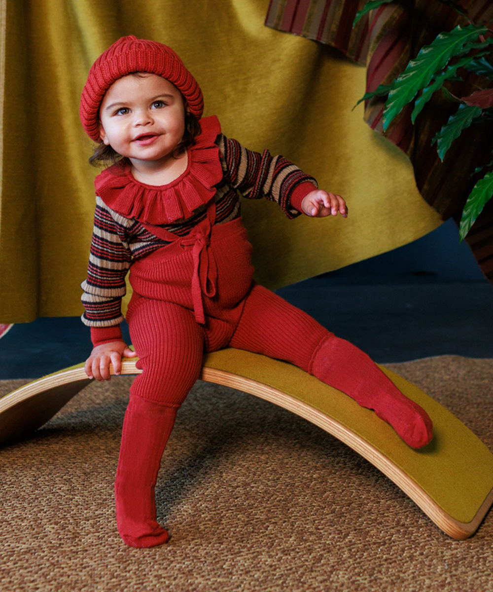 Cassie Skinny Rib - Ruby Stripe