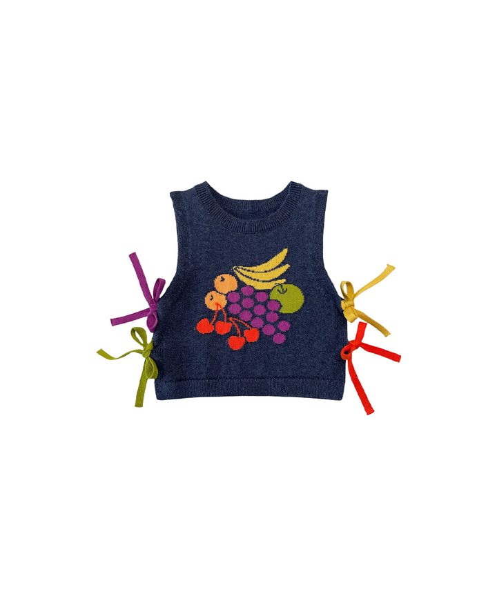 Fruit Bowl Vest - Denim Melange  - Organic Cotton
