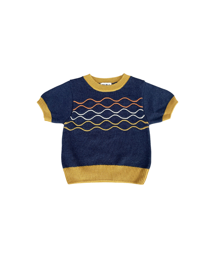 Bay Tee - Denim/Maize  - Organic Cotton