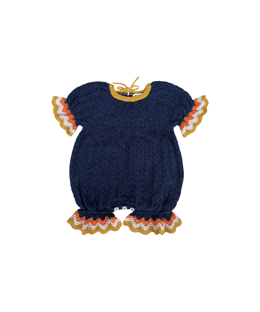 Marine Romper - Denim Melange  - Organic Cotton
