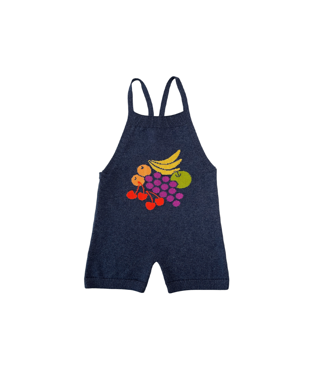 Fruit Bowl Romper - Denim Melange  - Organic Cotton