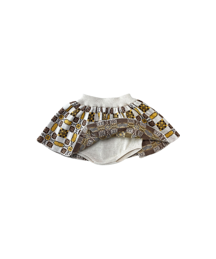 Picnic Baby Skirt With Bloomers - Latte  - Organic Cotton