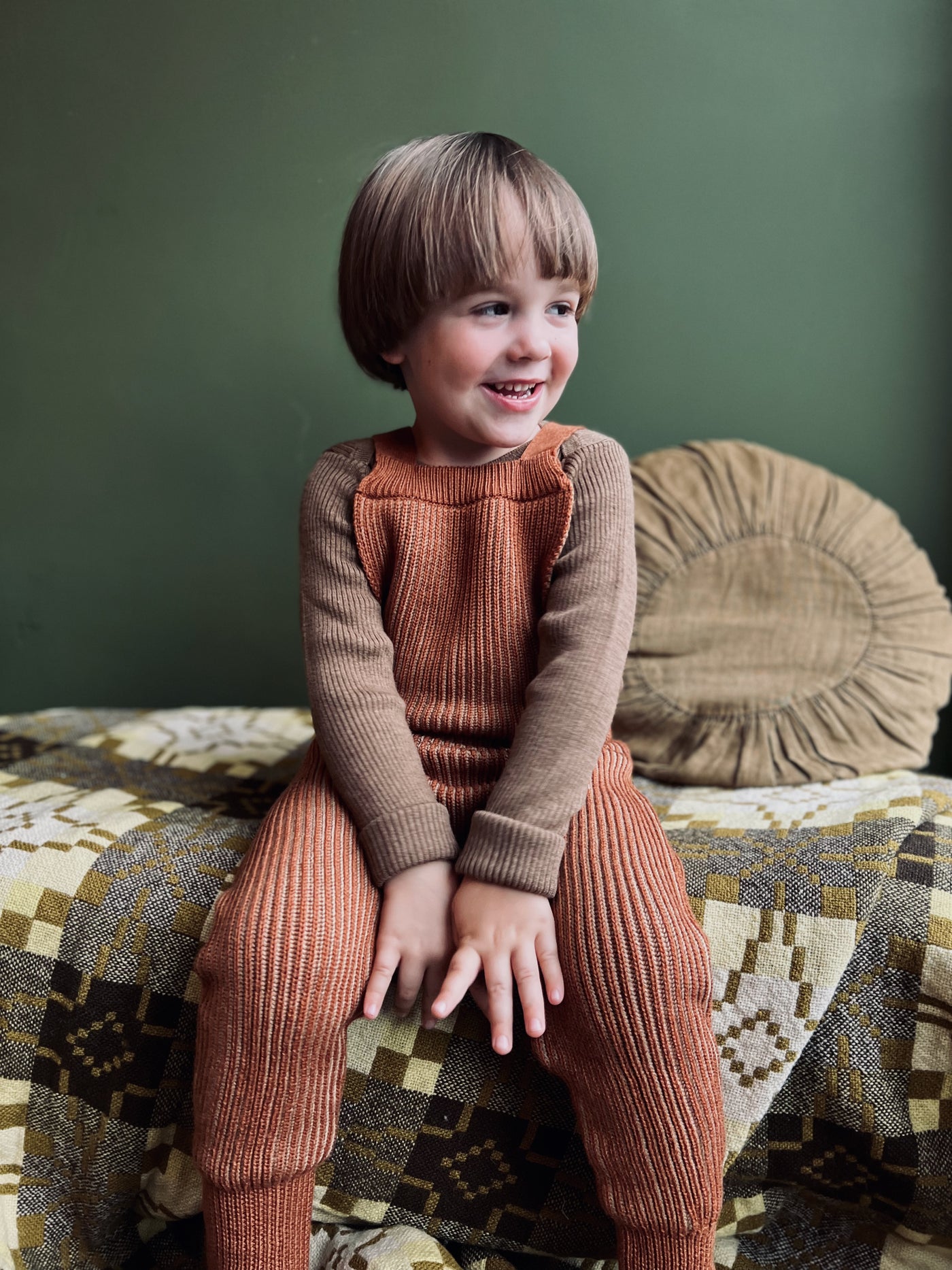 Mamaowl Anniversary Rhesi Dungarees: Rust - Baby 0-2Y