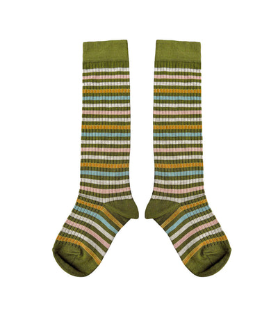 Aeron Knee High Socks Olive Stripe - Child