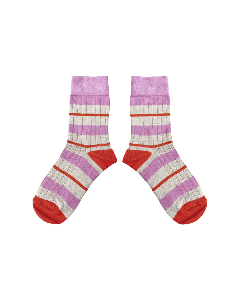 Tenby Short Socks Orchid Stripe - Baby