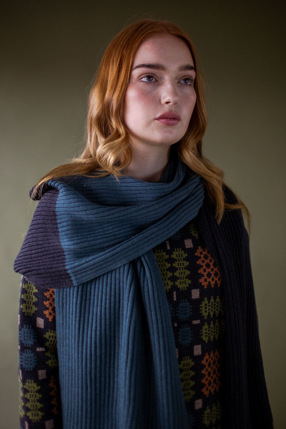 Gwenno Shawl - Teal/Anthracite